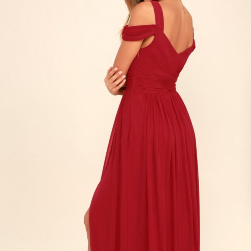 Lulu’s oceans of elegance wine Red Maxi Dress - Picture 4 of 6